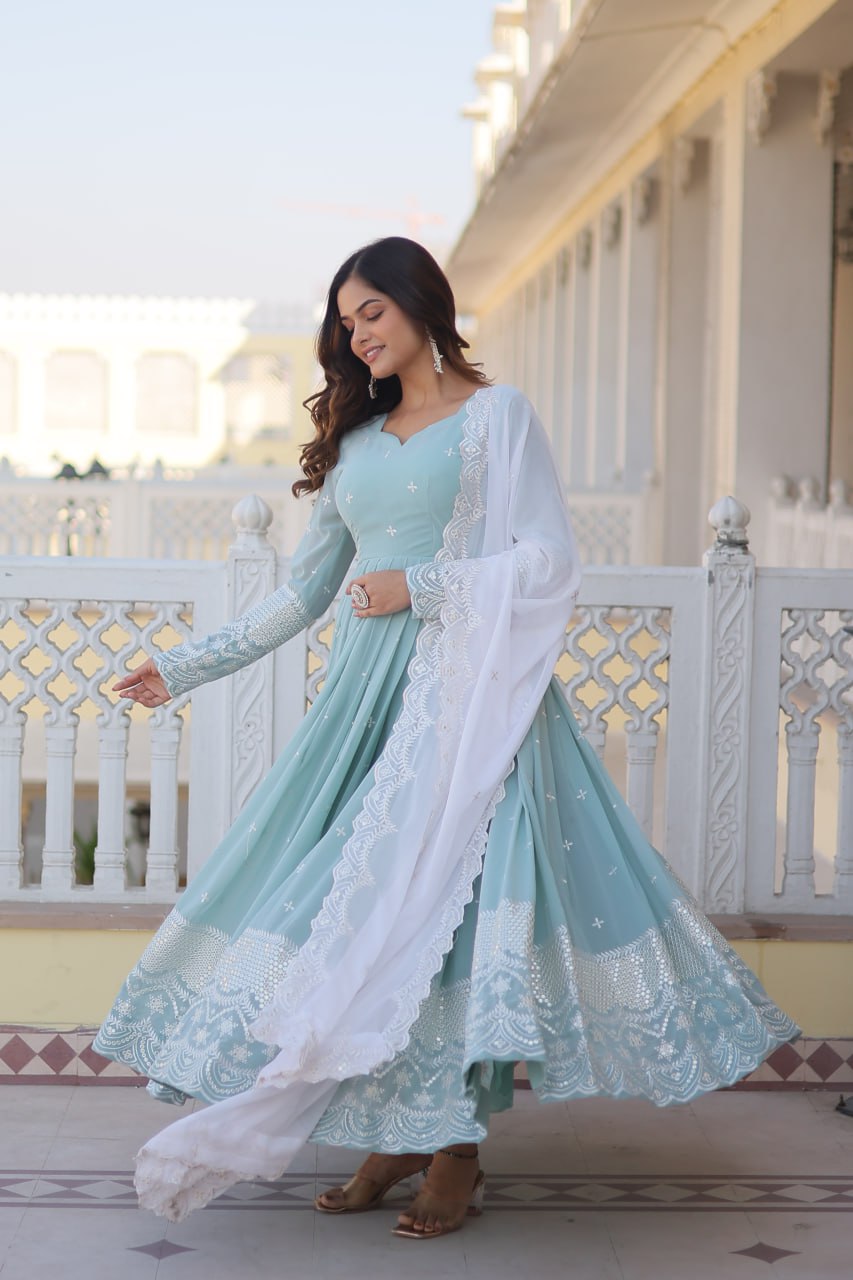 Elegant Sky Blue Gown