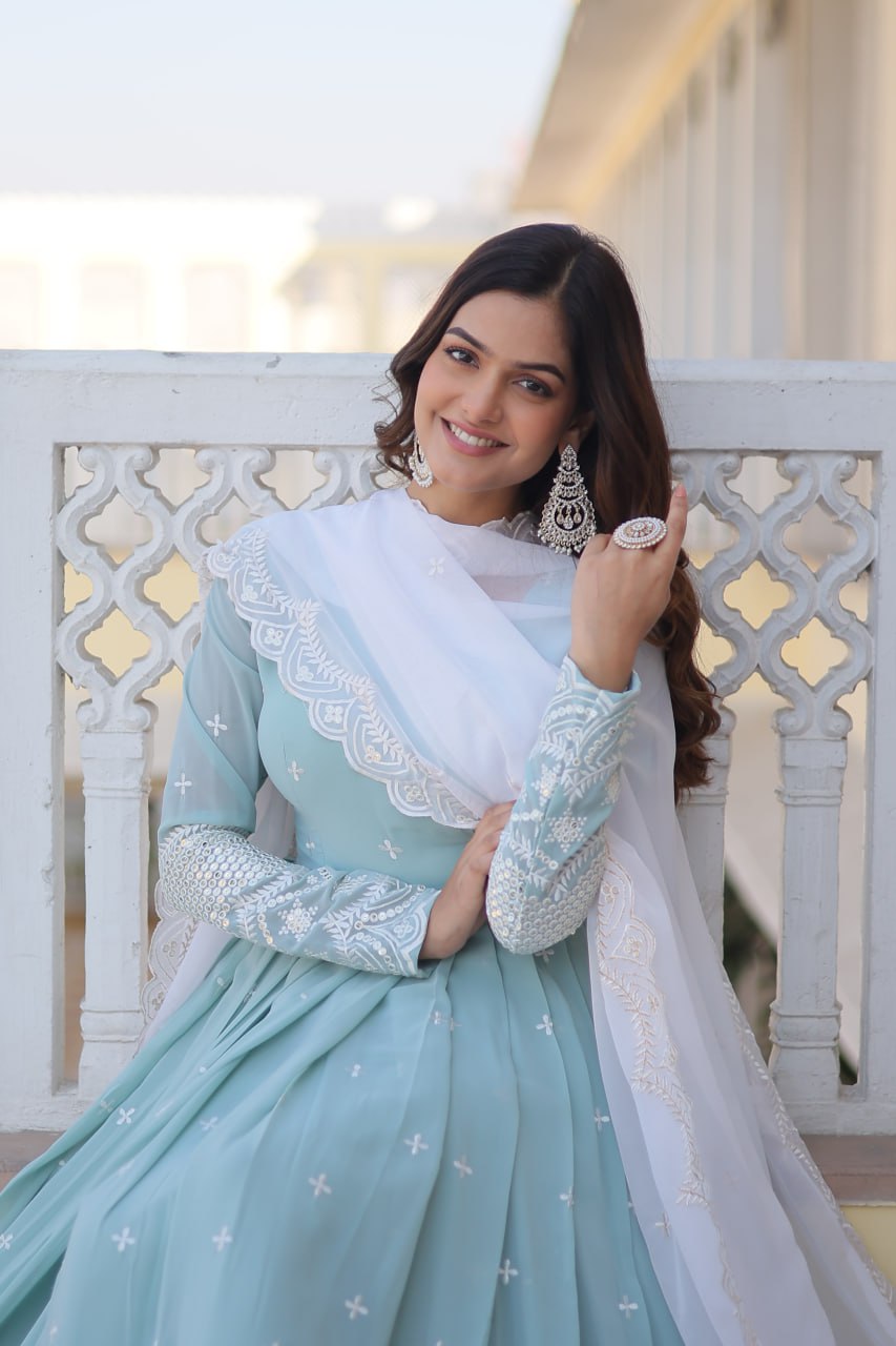 Elegant Sky Blue Gown