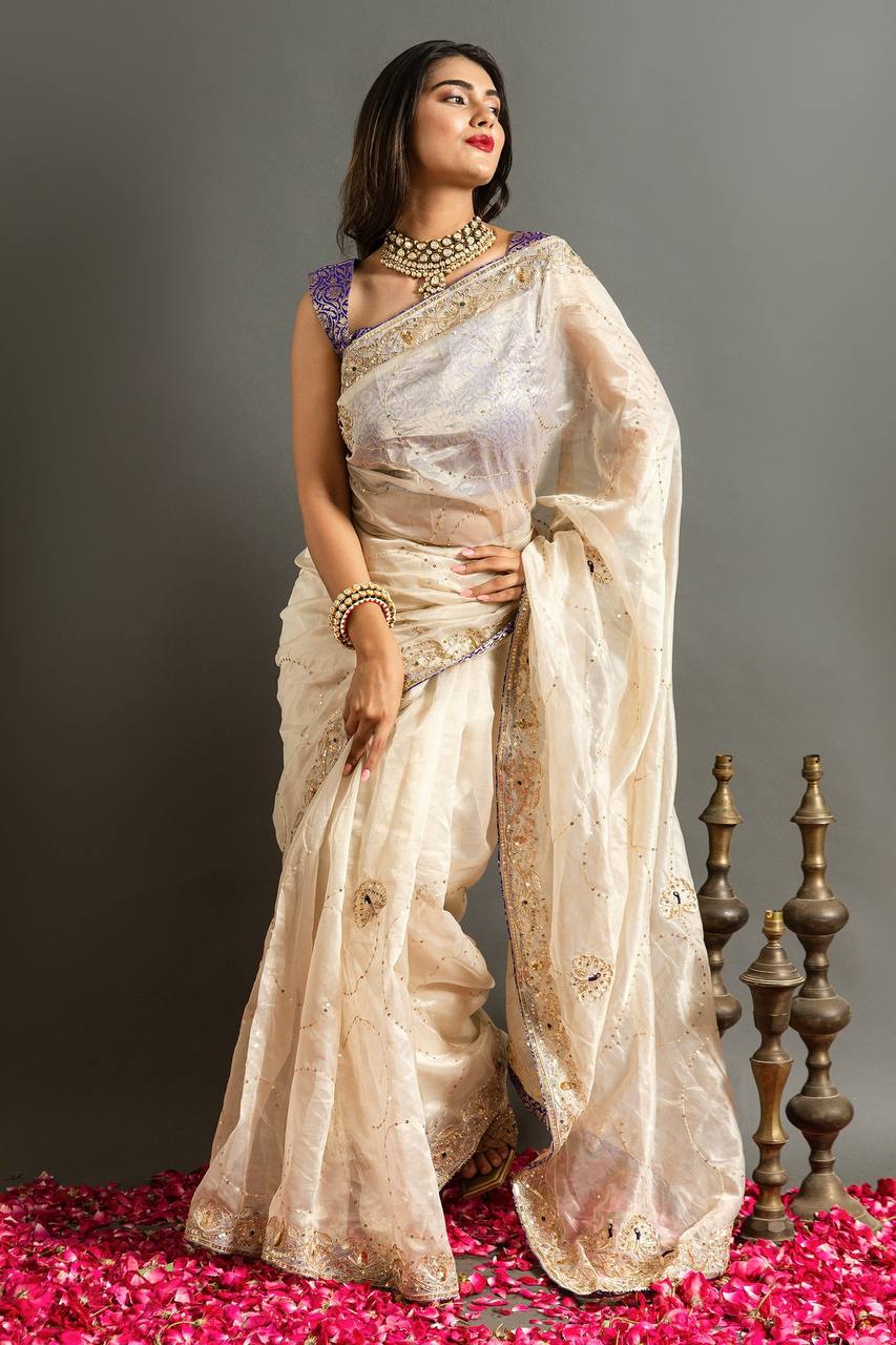 Opulent Ivory Elegance Saree