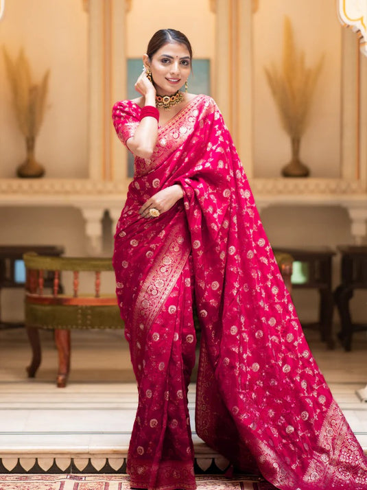 Regal Rose Banarasi Silk Saree