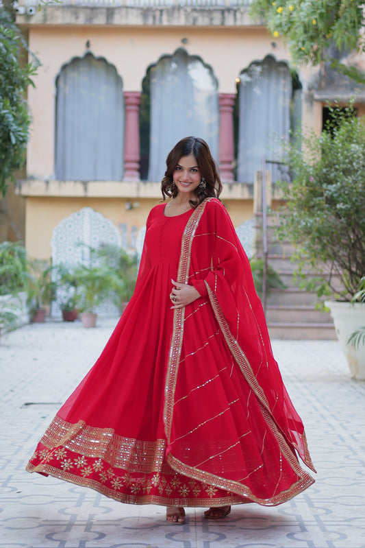 Majestic Blue Embroidered Anarkali Gown