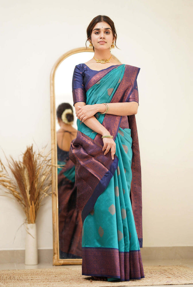 Midnight Elegance Kanjivaram Saree