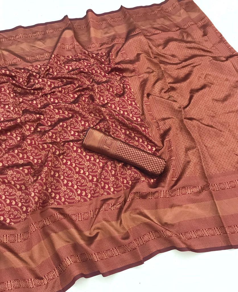 Regal Maroon Kanjivaram Saree