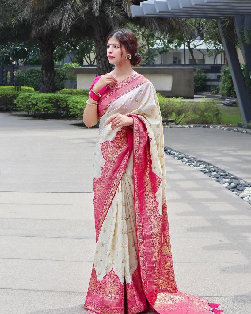 Golden Blossom Banarasi Saree