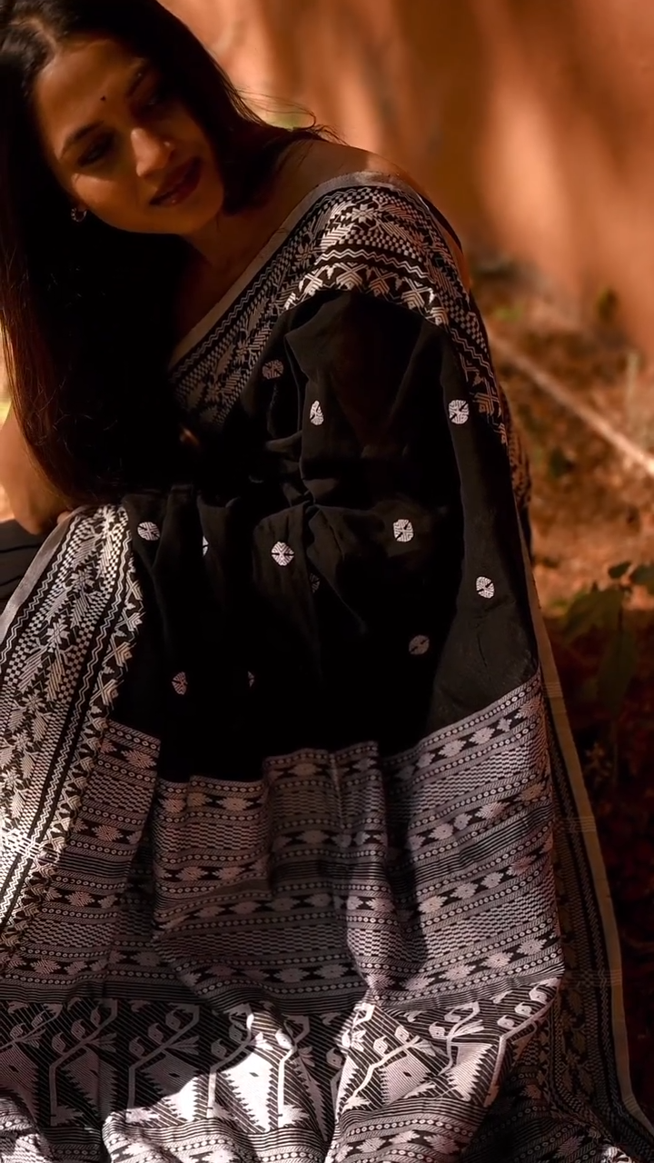 Traditional Black and Silver Saree