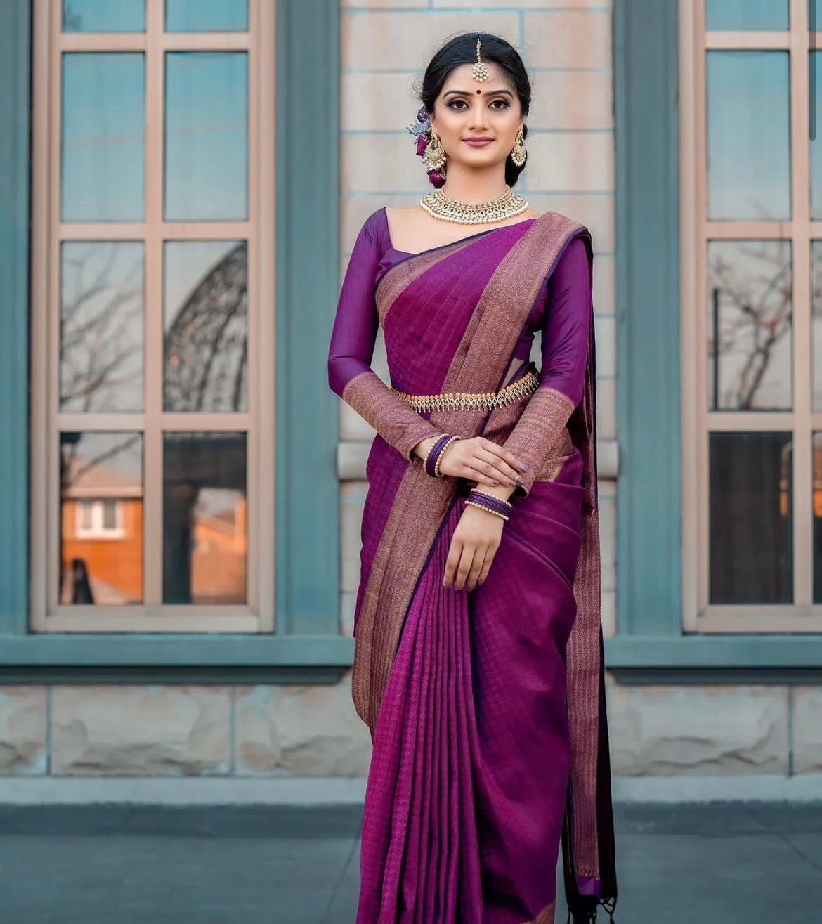 Royal Purple Elegance Kanjivaram Saree