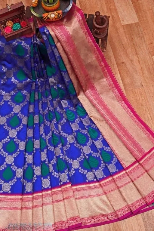 Blue Lotus Banarasi Silk Saree