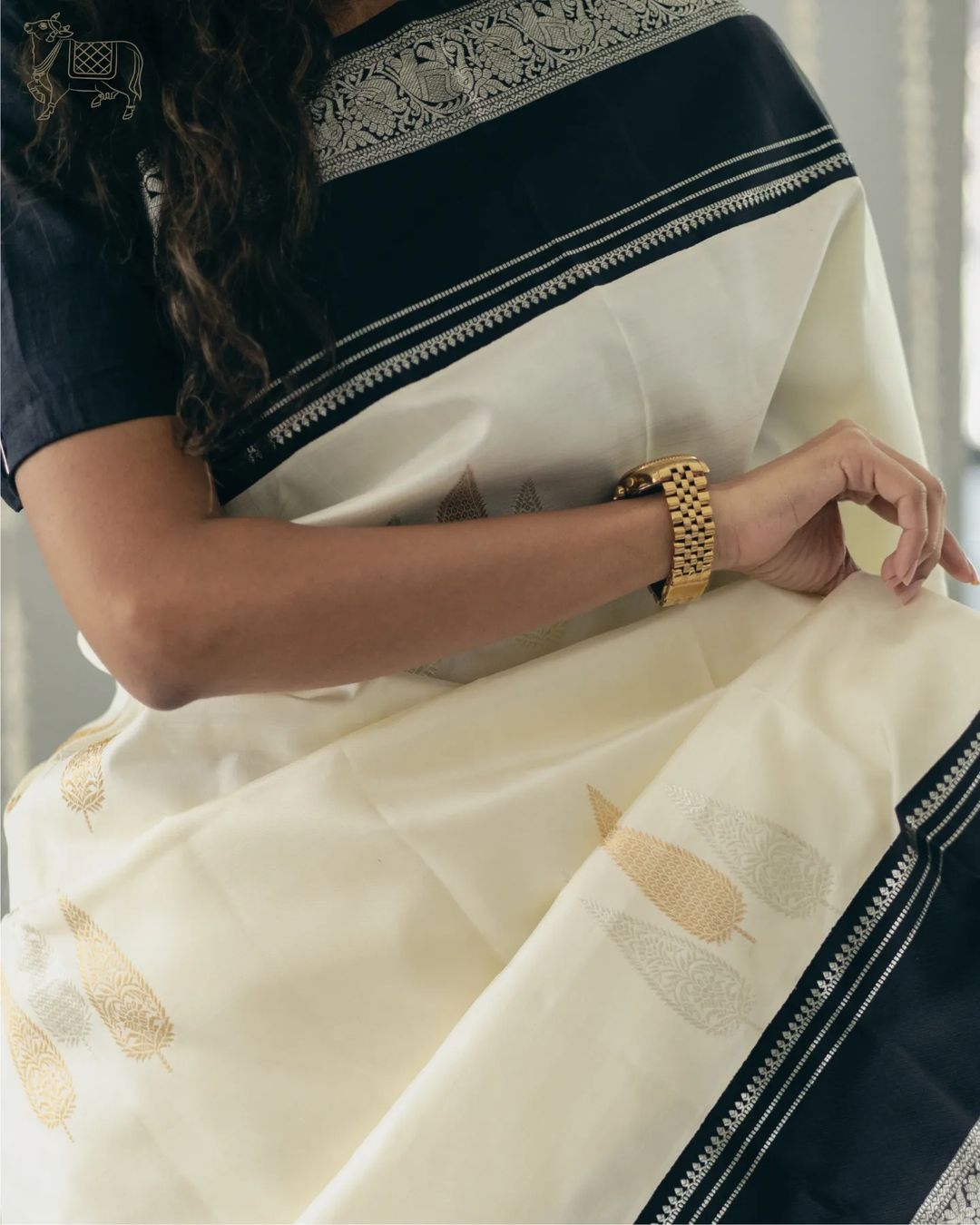 Silk White Kasavu Saree