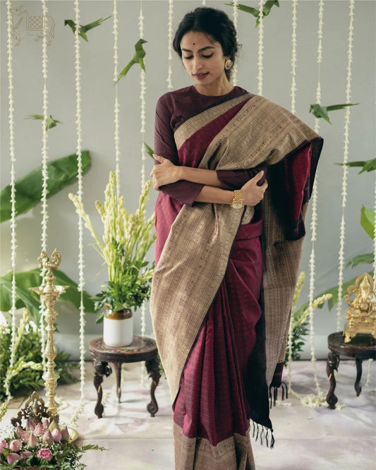 Maroon Elegance Kanjivaram Saree