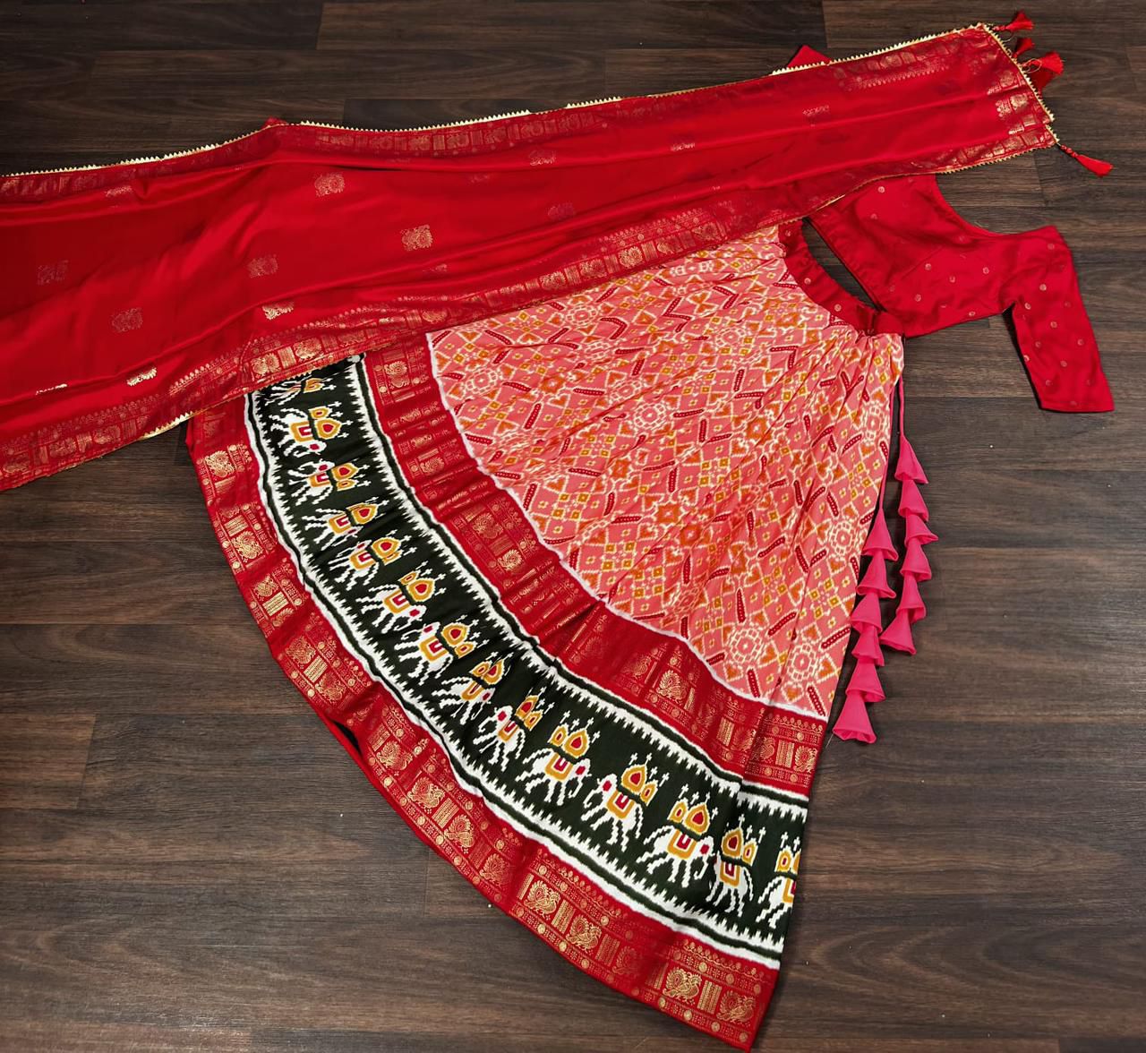 Dolla Silk Lehenga with Patola & Foil Print