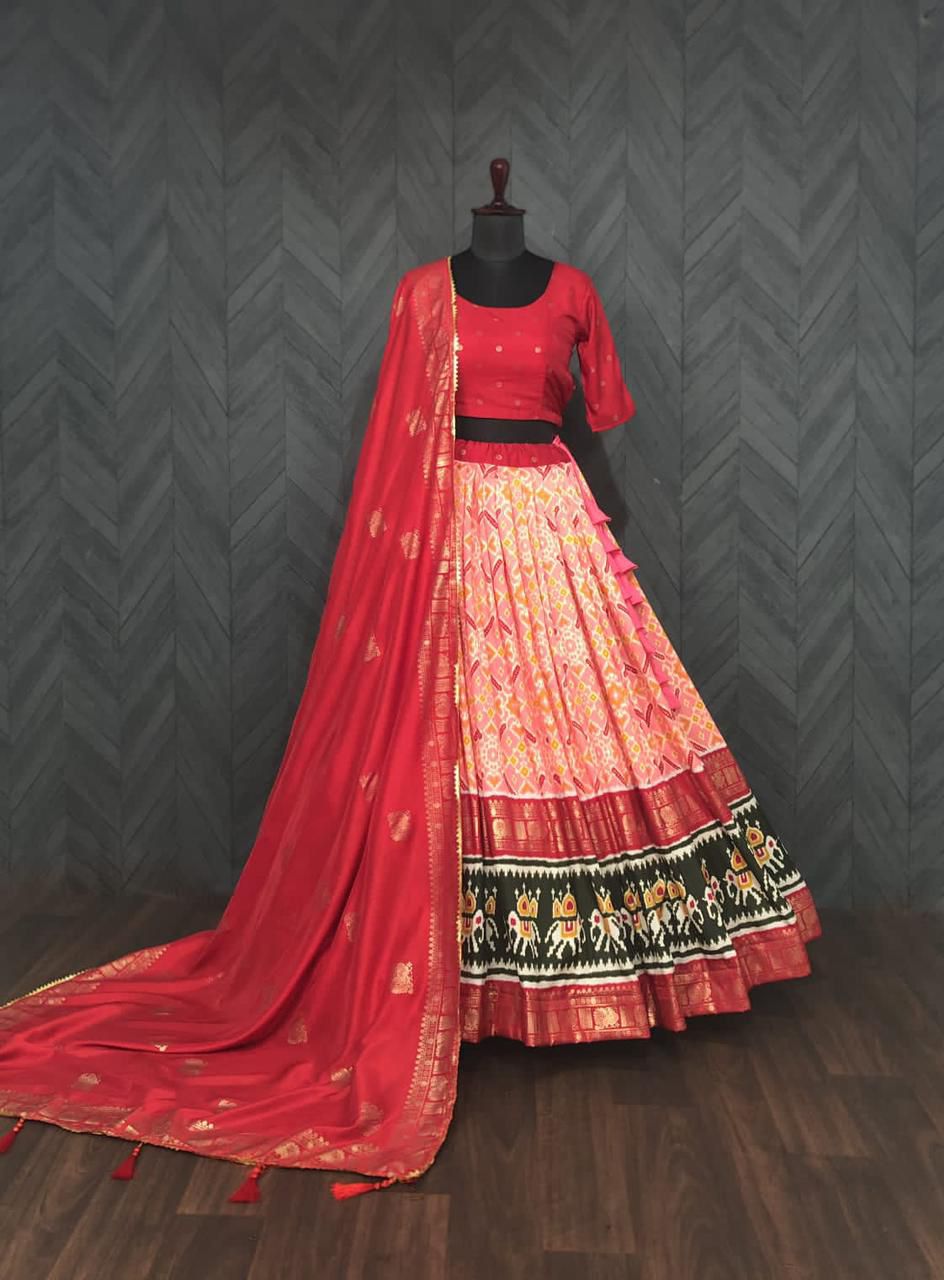 Dolla Silk Lehenga with Patola & Foil Print