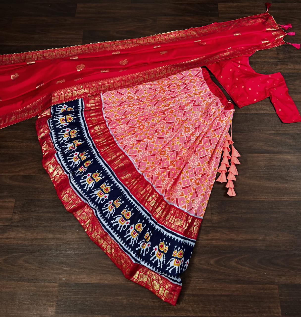 Dolla Silk Lehenga with Patola & Foil Print