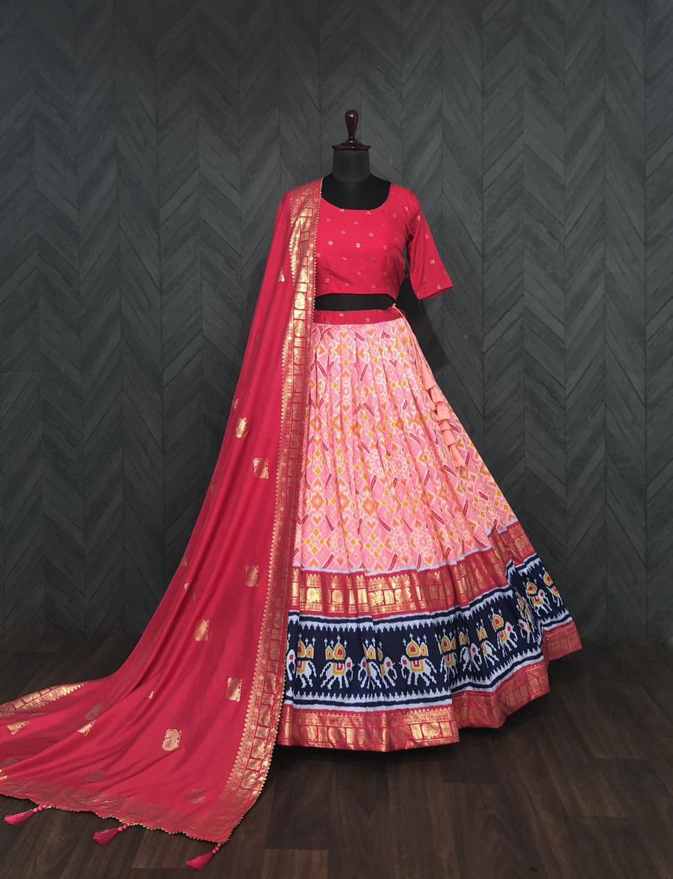 Dolla Silk Lehenga with Patola & Foil Print