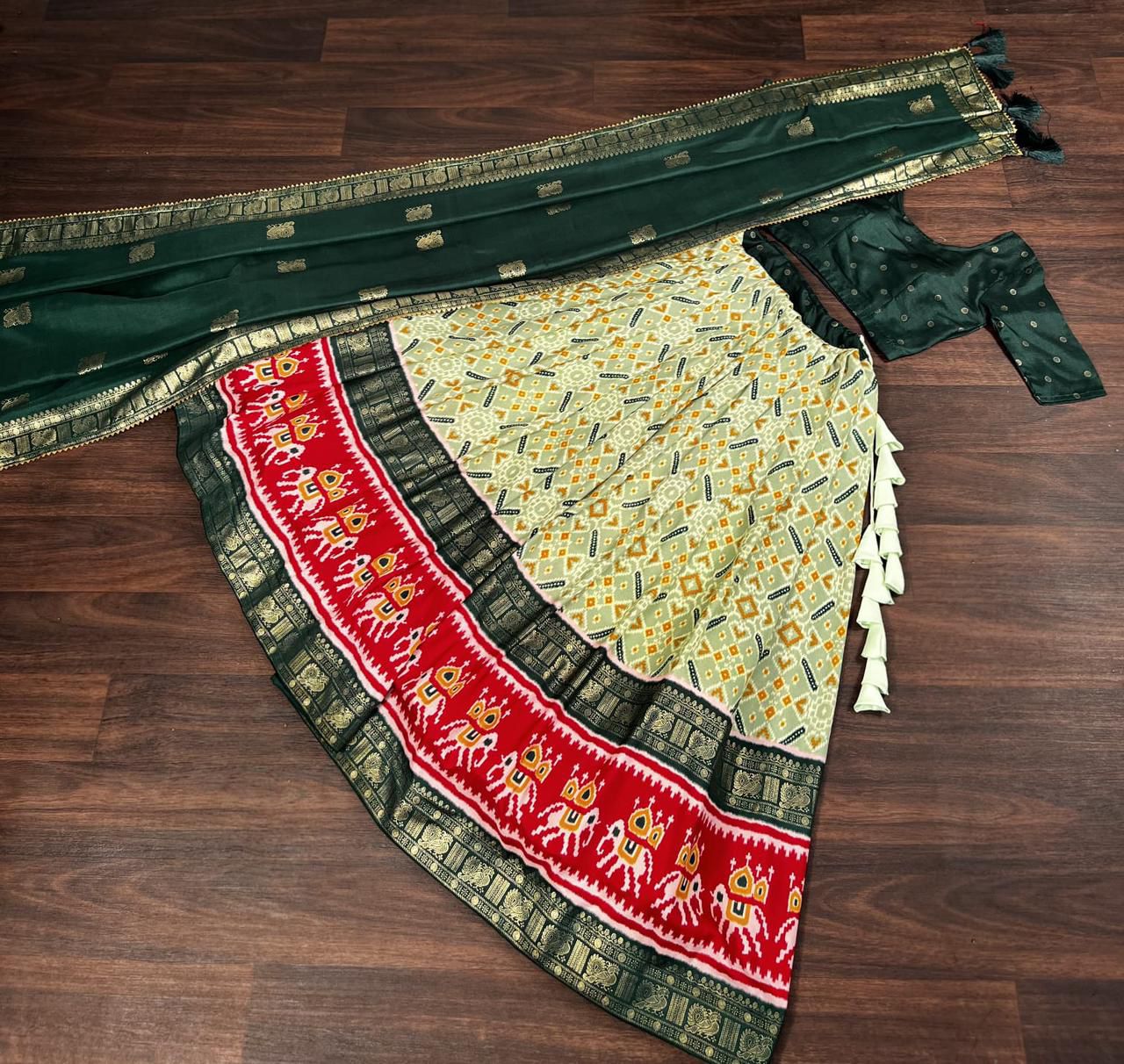 Dolla Silk Lehenga with Patola & Foil Print