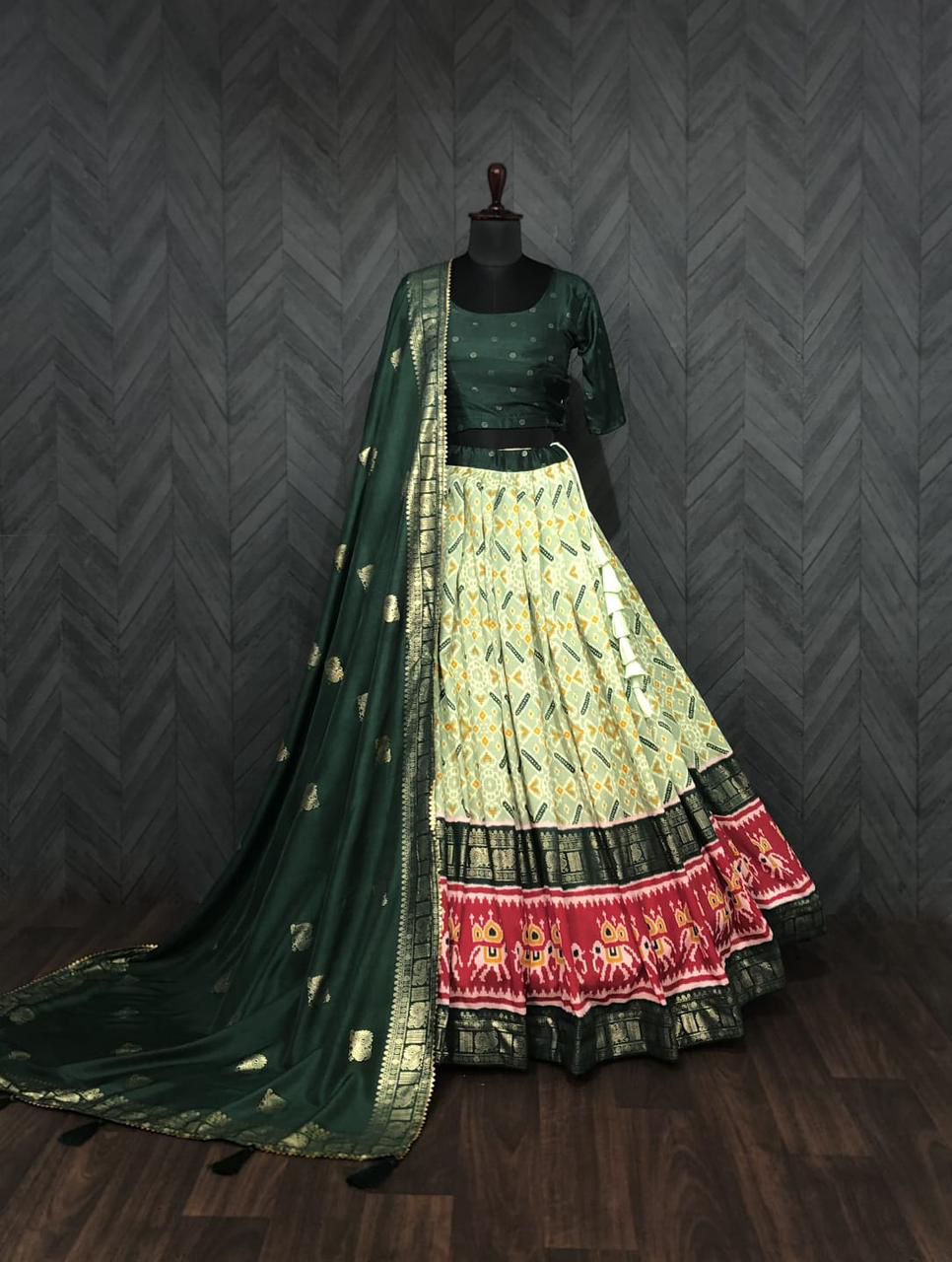 Dolla Silk Lehenga with Patola & Foil Print