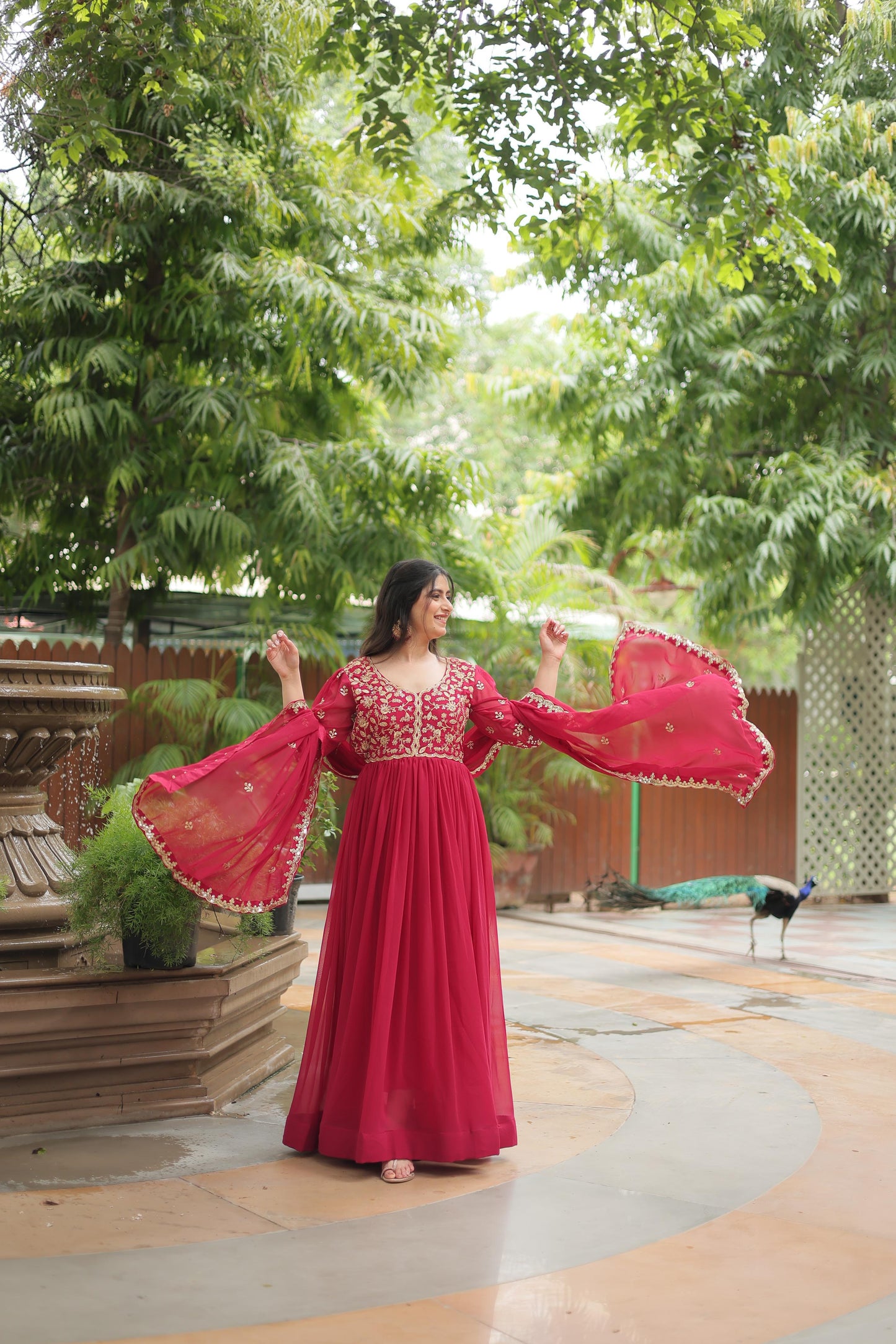 Majestic Crimson Embroidered Anarkali