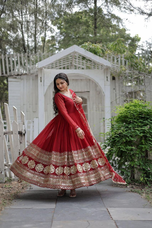 Crimson Elegance Anarkali