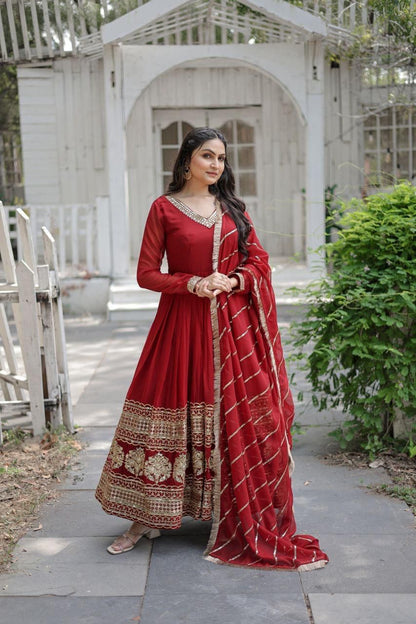 Crimson Elegance Anarkali