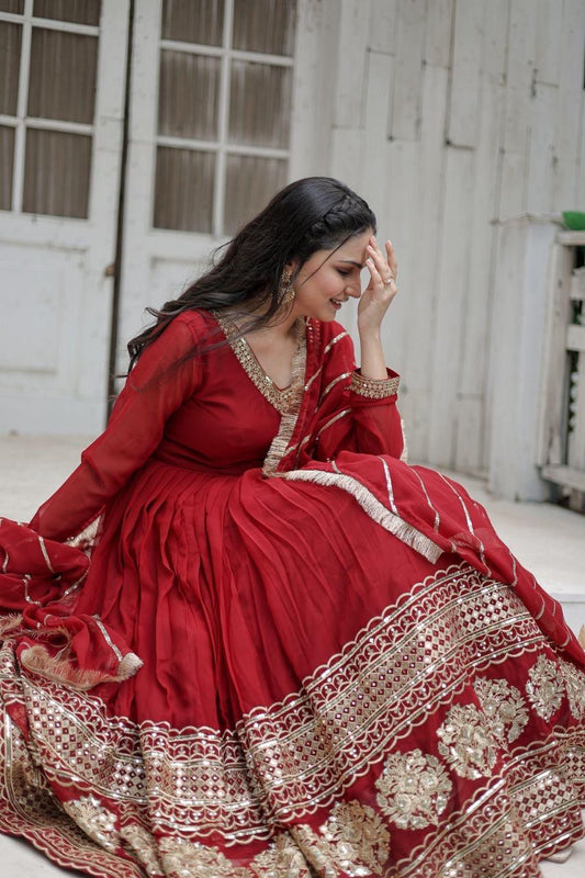 Crimson Elegance Anarkali