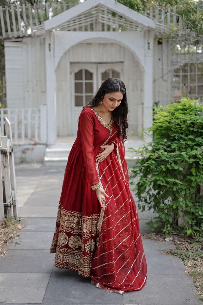 Crimson Elegance Anarkali