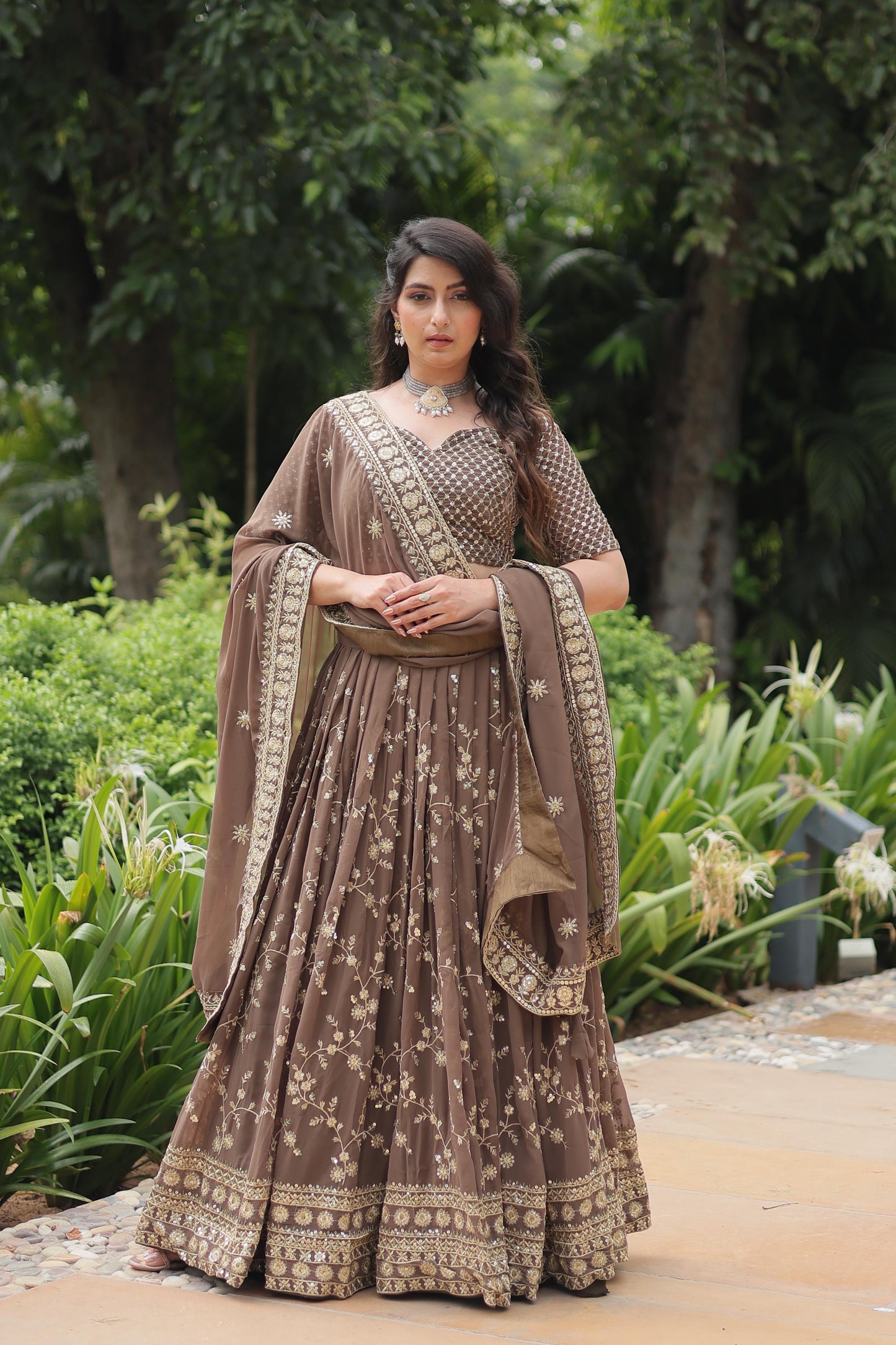 Regal Golden Embroidered Lehenga Choli