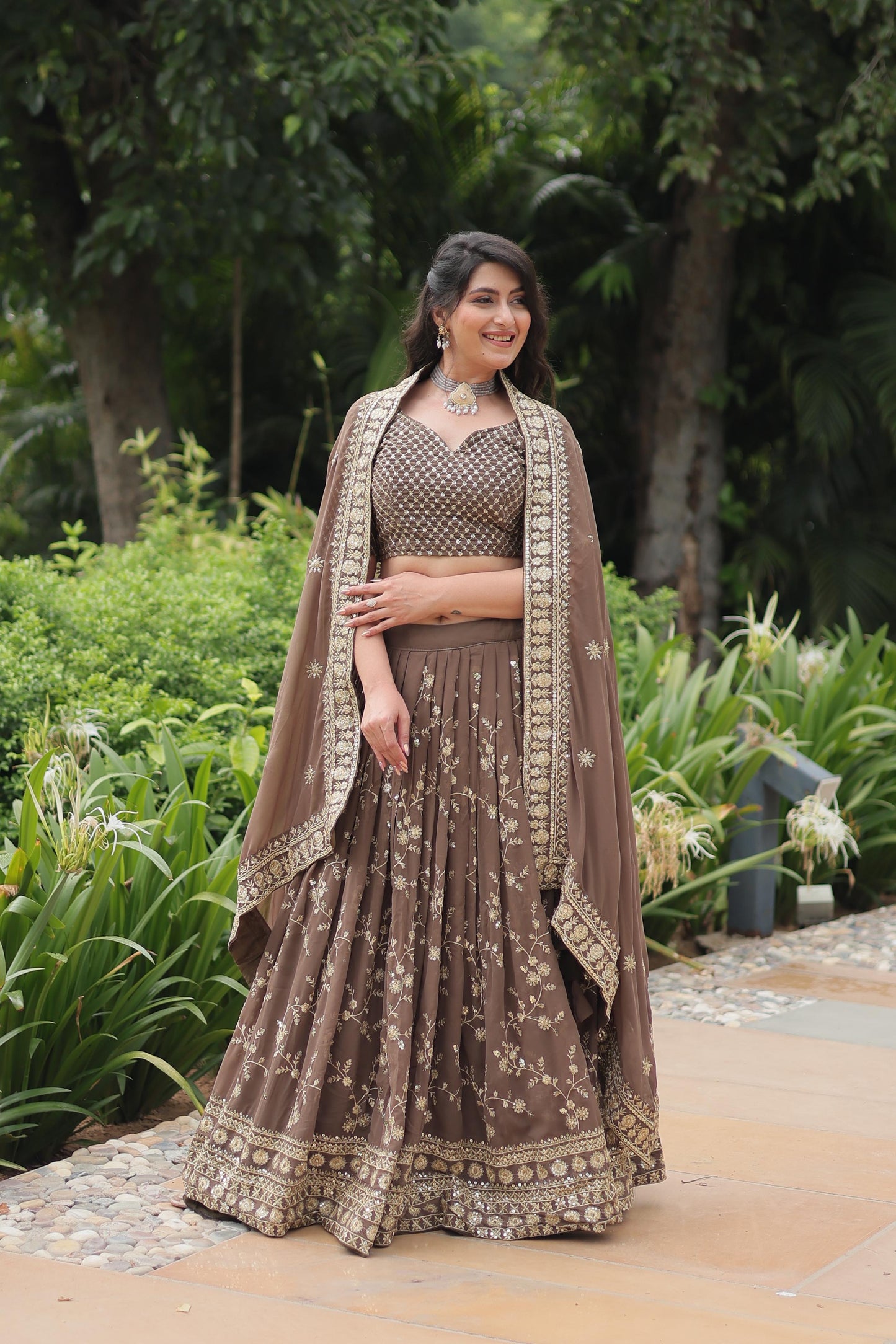 Regal Golden Embroidered Lehenga Choli