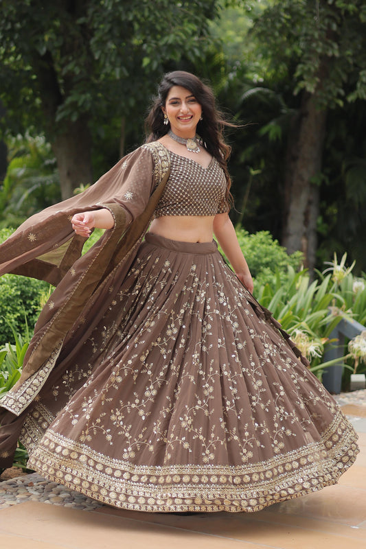 Regal Golden Embroidered Lehenga Choli