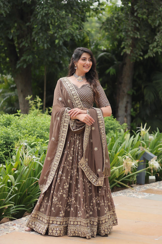 Regal Golden Embroidered Lehenga Choli