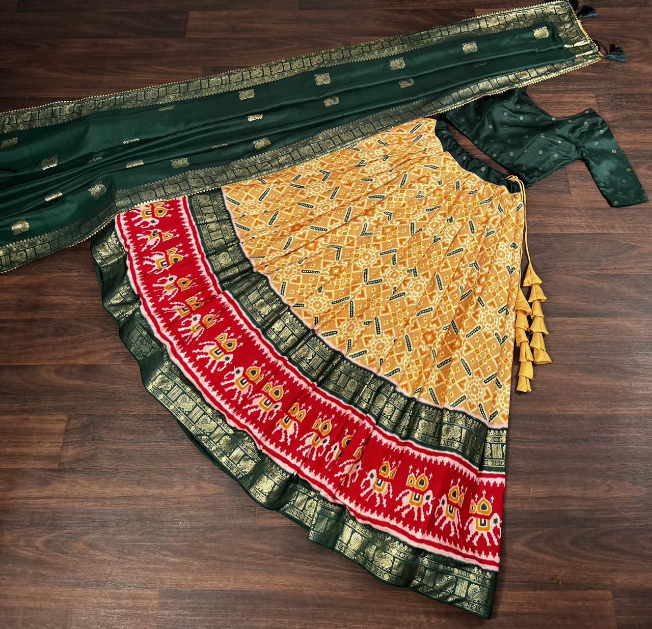 Dolla Silk Lehenga with Patola & Foil Print