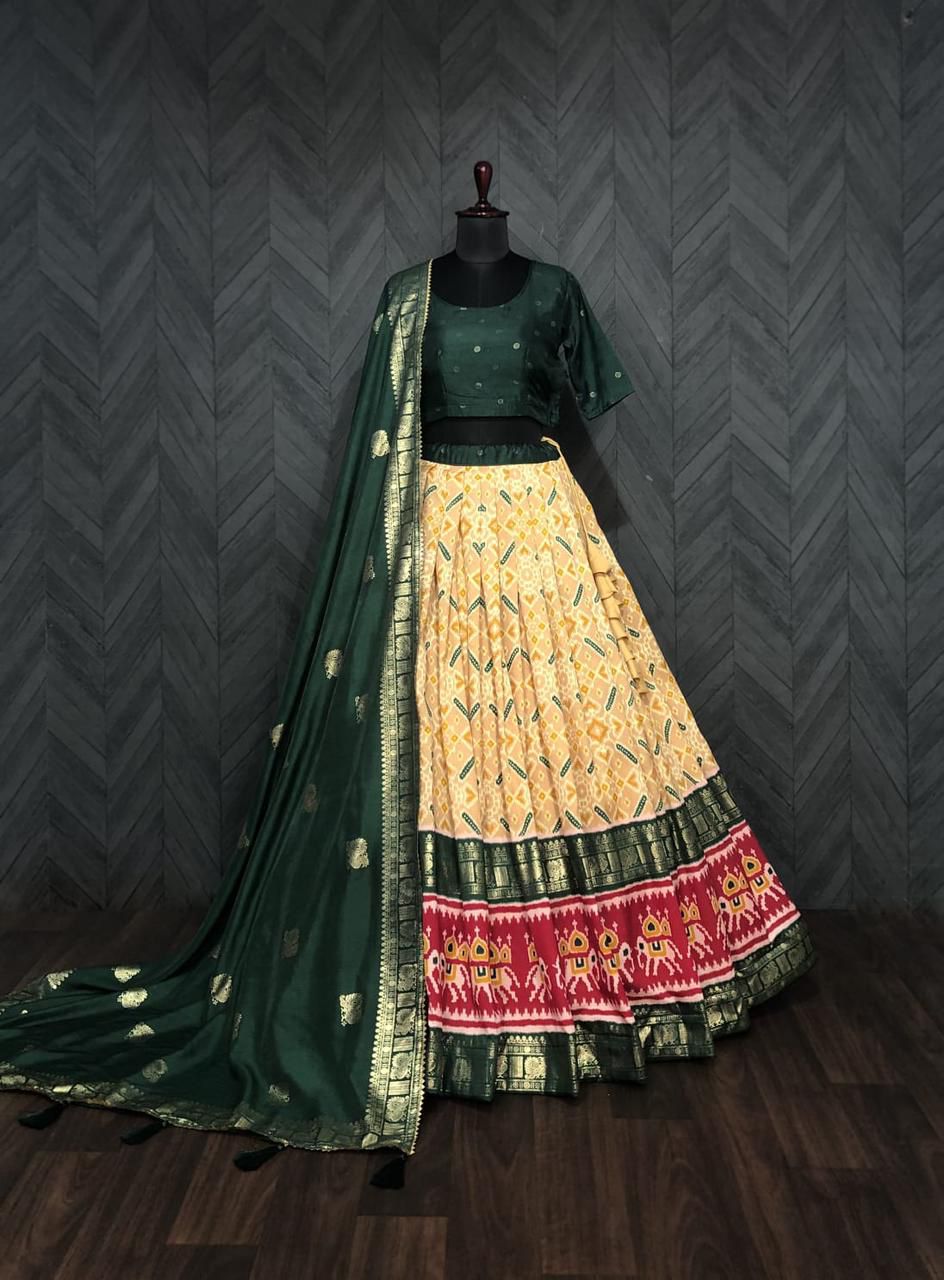 Dolla Silk Lehenga with Patola & Foil Print